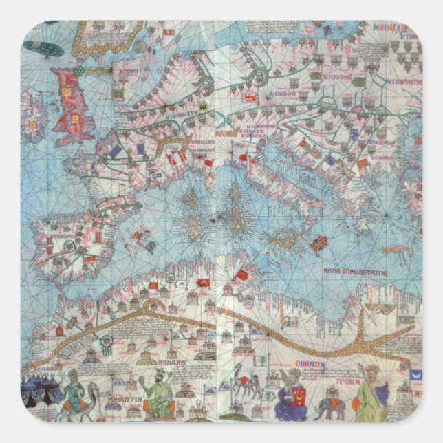 Sticker Carré Catalan Atlas : Détail de l'Afrique du Nord et de  (Devant)