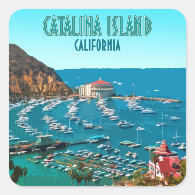 Sticker Carré Catalina Island Père Noël Catalina Californie Vint (Devant)