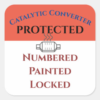 Sticker Carré Catalytic Converter Protégé, modifier le texte Sti