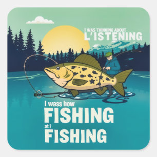 Sticker Carré Catch of the Day : Une aventure de pêche amusante