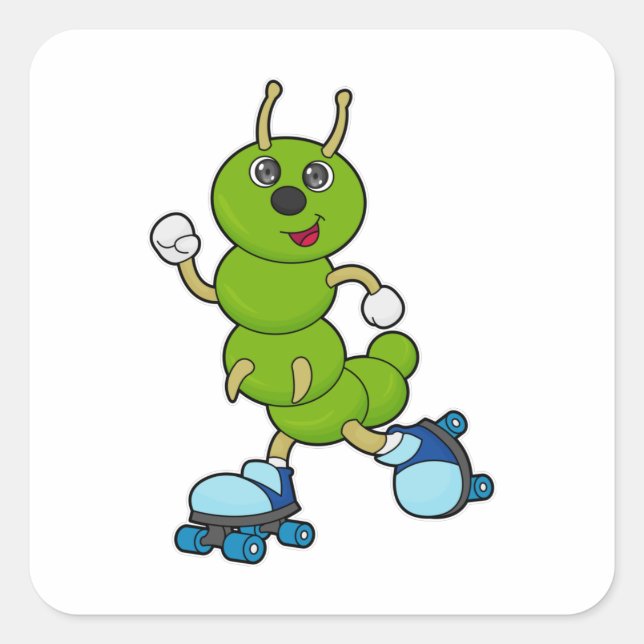 Sticker Carré Caterpillar à Patinage en ligne avec patins à roul (Devant)