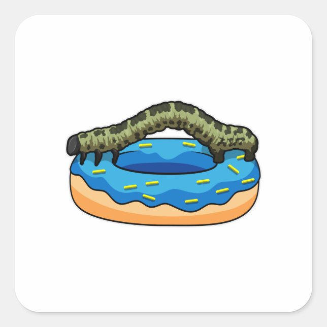 Sticker Carré Caterpillar avec Donut (Devant)
