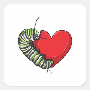 Sticker Carré Caterpillar love heart