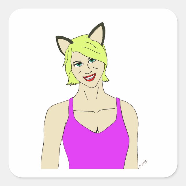 Sticker Carré catgirl (Devant)