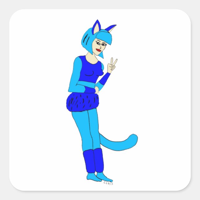 Sticker Carré catgirl (Devant)