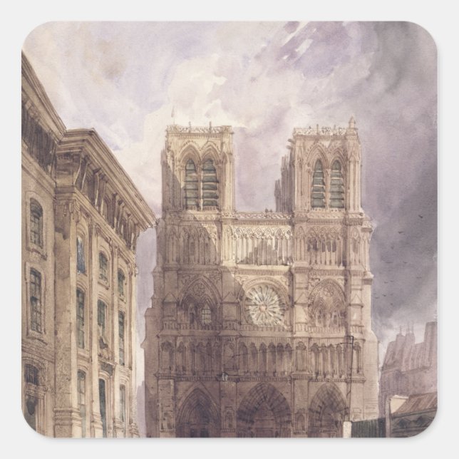 Sticker Carré Cathédrale Notre-Dame, Paris, 1836 (Devant)