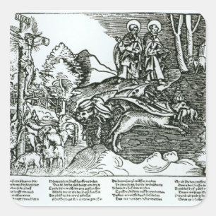 Sticker Carré Catholicisme romain et Lutheranism contrastés