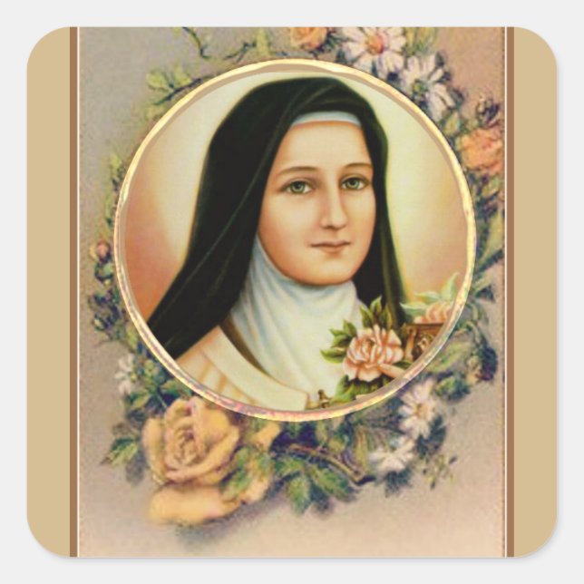 Sticker Carré Catholique Ste Thérèse de la Petite Fleur (Devant)