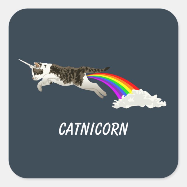 Sticker Carré Catnicorn - I Poop Rainbow (Devant)