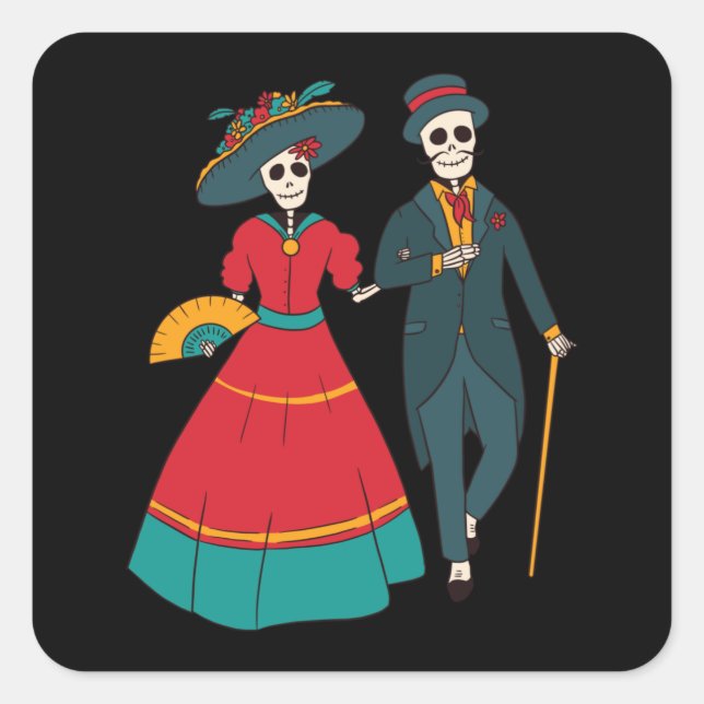 Sticker Carré Catrina Couple (Devant)
