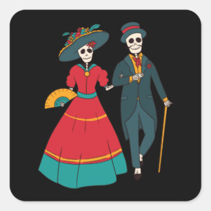 Sticker Carré Catrina Couple