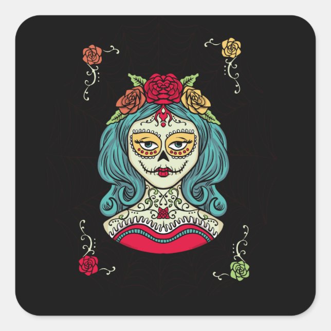 Sticker Carré Catrina Día de Muertos Web (Devant)