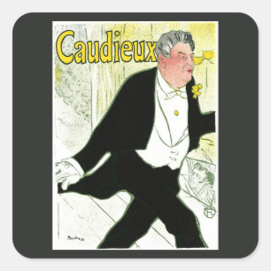 Sticker Carré Caudieux de Toulouse Lautrec, Art Nouveau Vintage,