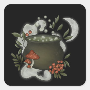 Sticker Carré Cauldron magique avec potion de Rowan