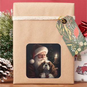Sticker Carré Cavalier King avec le Père Noël Festif Noël