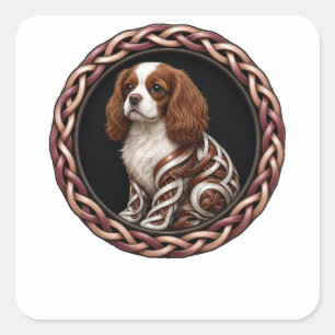 Sticker Carré Cavalier King Charles Nœud Celtique