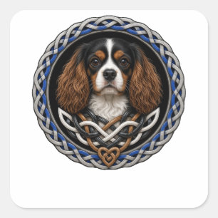 Sticker Carré Cavalier King Charles Nœud Celtique