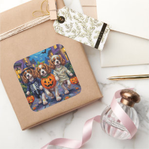 Sticker Carré Cavalier King Charles Spaniel Costumes d'Halloween