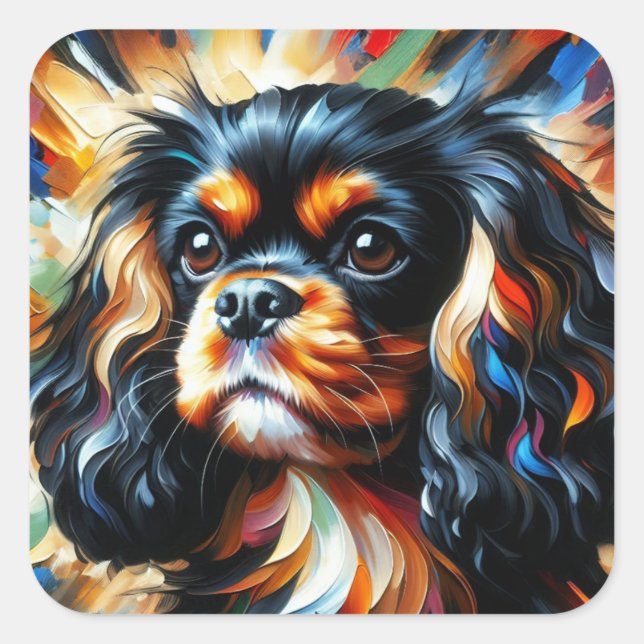 Sticker Carré Cavalier King Charles Spaniel Dog Acrylic Print (Devant)