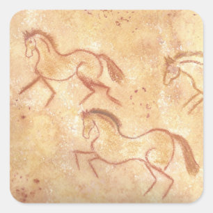 Sticker Carré Cave Drawing Painting of Horses
