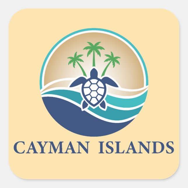 Sticker Carré Cayman Islands Caribbean (Devant)