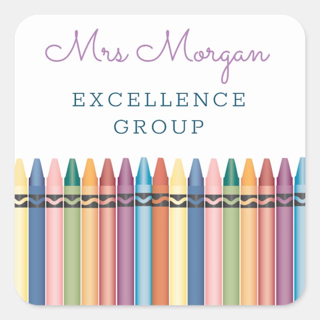 Sticker Carré Ccrayons colorés pour professeur cool (Devant)