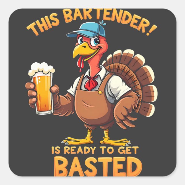 Sticker Carré Ce barman est prêt à se faire exploser (Devant)