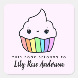 Sticker Carré Ce Livre Appartient À Cupcake Bookplate