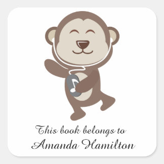 Sticker Carré Ce livre appartient à Cute Dancing Bear