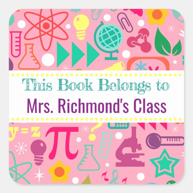 Sticker Carré Ce livre appartient à la mathématiques et à la sci (Devant)