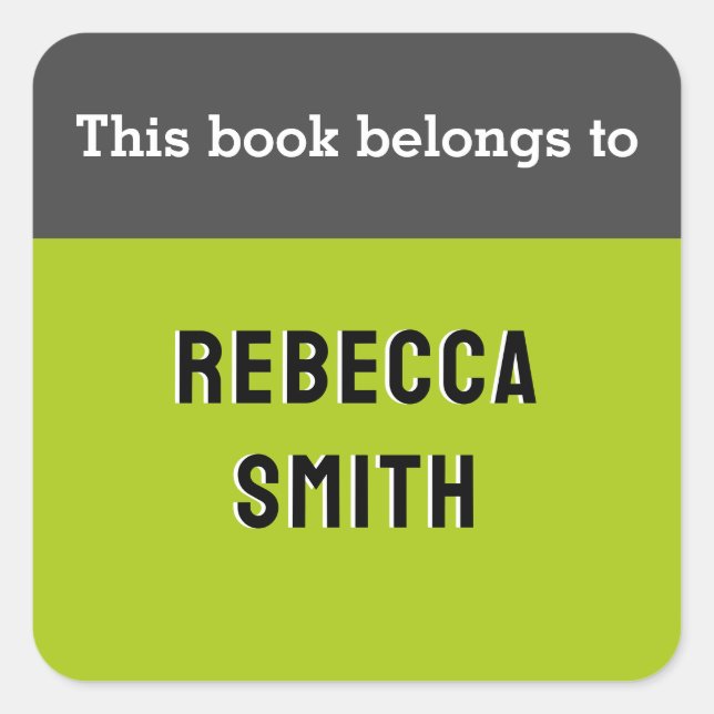 Sticker Carré Ce Livre Appartient À La Personnalité Vert Lumineu (Devant)