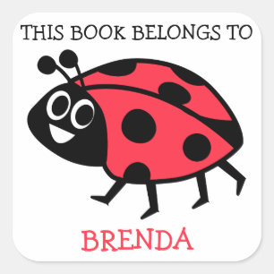 Sticker Carré Ce Livre Appartient À Ladybug Personnalisé