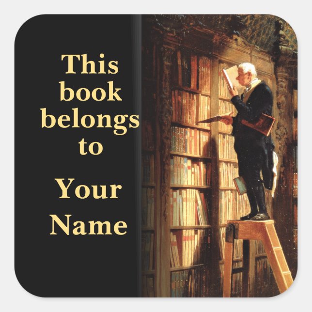 Sticker Carré Ce livre appartient à l'homme de bibliothèque (Devant)