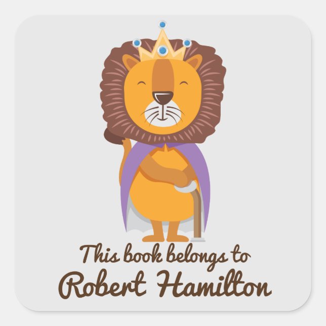 STICKER CARRÉ CE LIVRE APPARTIENT À LION KING AVEC CROWN (Devant)
