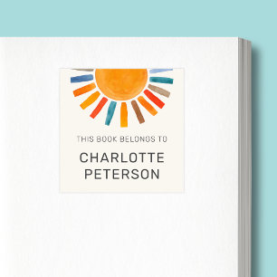 Sticker Carré Ce livre appartient à Sun Personnalisé