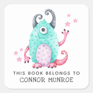 Sticker Carré Ce livre appartient à un monstre mignon