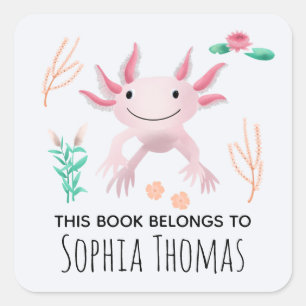 Sticker Carré 'Ce Livre Appartient' Pink Axolotl Kids Boplate
