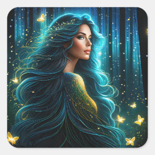 Sticker Carré Ce portrait surréaliste d'une belle femme avec lo