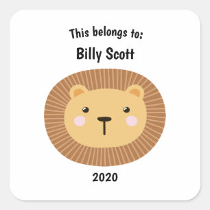 Sticker Carré Cela fait partie du retour à l'école Lion visage b