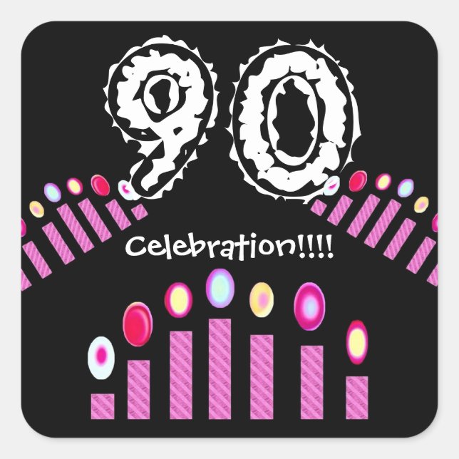 Sticker Carré Célébration d'anniversaire de bougies de rose (Devant)
