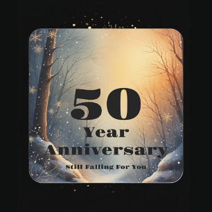 Sticker Carré Célébration de 50 ans d'anniversaire Toujours amou