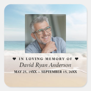Sticker Carré Célébration de la vie sur la plage Photo Funeral M