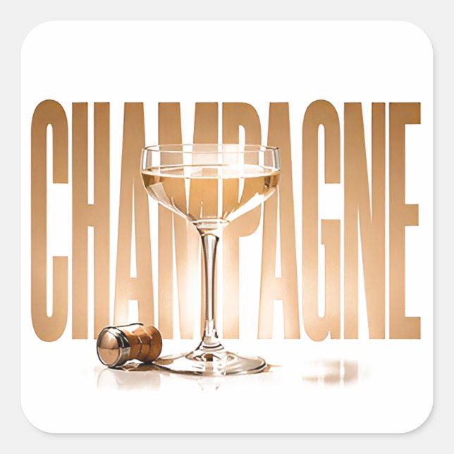 Sticker Carré Célébration de Luxe Champagne Style Graphique Édit (Devant)