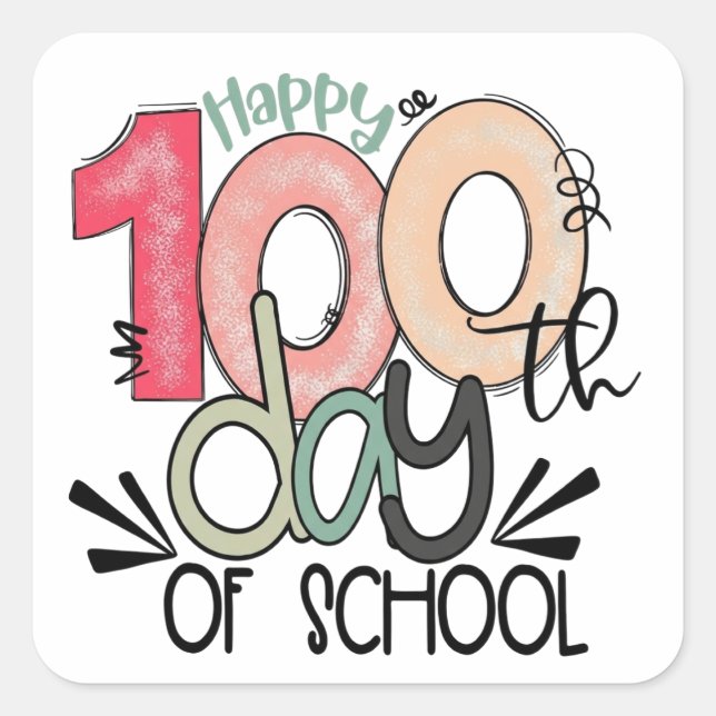 Sticker Carré célébration des 100 jours d'école  (Devant)