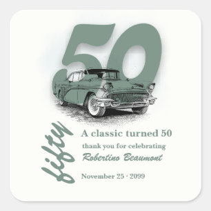 Sticker Carré Célébration des 50 ans de la voiture classique Tra