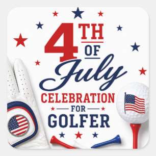 Sticker Carré Célébration du 14 juillet pour golfeur 