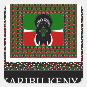 Sticker Carré Célébration du Kenya : Un accueil chaleureux au Ke