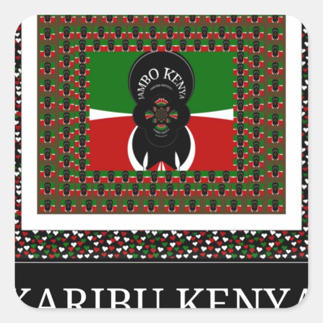 Sticker Carré Célébration du Kenya : Un accueil chaleureux au Ke (Devant)
