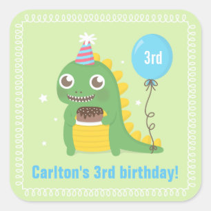 Sticker Carré Célébrations mignonnes de fête d'anniversaire d