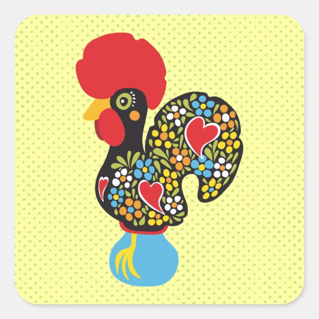 Sticker Carré Célèbre coq de Barcelos Nr 06 (Devant)